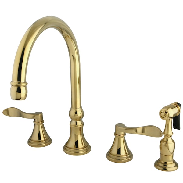 Widespread Kitchen Faucet, Polished Brass